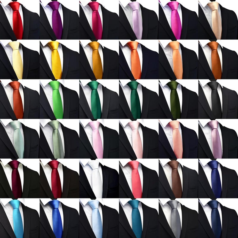 Branduce 3.15"（8cm） Mens Solid Satin Tie Pure Color Necktie for Business and Wedding + Gift Box - Image 4